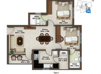 Kalyan Opal 2 Bedroom floor plan Kalyan Opal 2 Bedroom floor plan