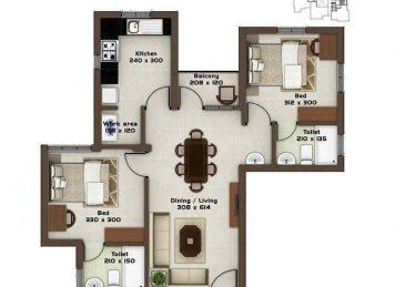 Kalyan Opal 2 Bedroom floor plan Kalyan Opal 2 Bedroom floor plan