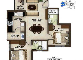 Kalyan Opal 2 Bedroom floor plan Kalyan Opal 2 Bedroom floor plan