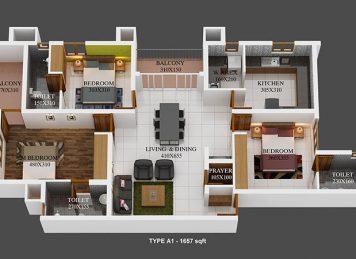 Kalyan heritage 3 Bedroom unit plan