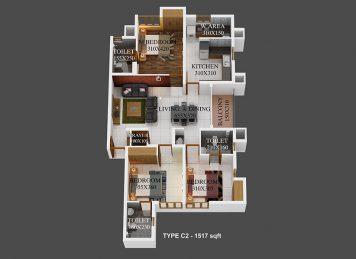 Kalyan heritage 3 Bedroom unit plan