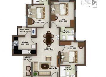 Kalyan Opal 3 Bedroom floor plan Kalyan Opal 3 Bedroom floor plan