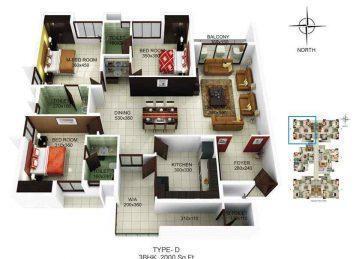 Kalyan Habitat3BHK floor plan layout Kalyan Habitat 3BHK floor plan