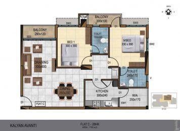Kalyan Avanti 2 Bedroom floor plan Layout Kalyan Avanti 2 Bedroom floor plan Layout