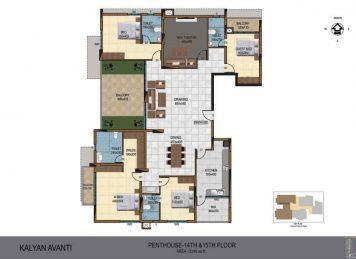 Kalyan Avanti 3 Bedroom floor plan Layout Kalyan Avanti 3 Bedroom floor plan Layout